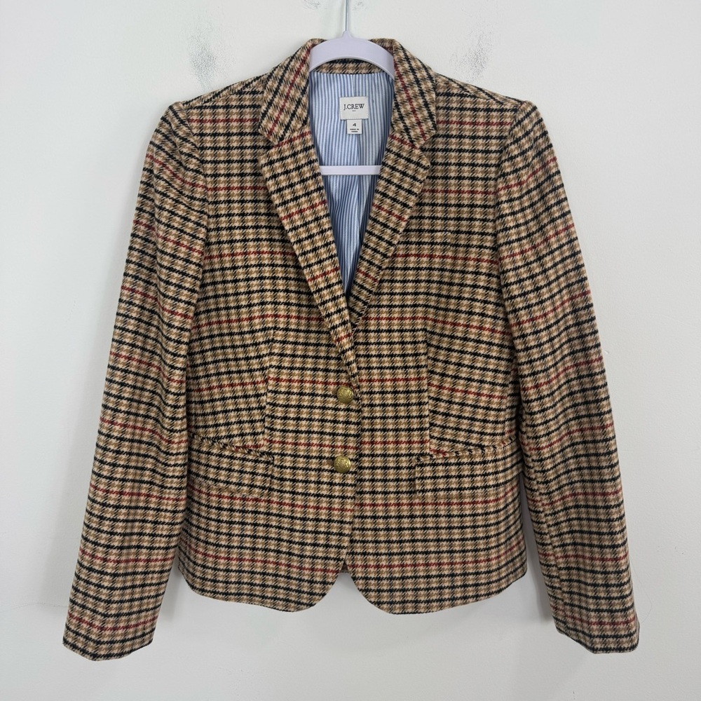 J.Crew Herringbone Wool Blend Schoolboy Blazer Size 4 Classic Tailored Jacket - Picture 3 of 14